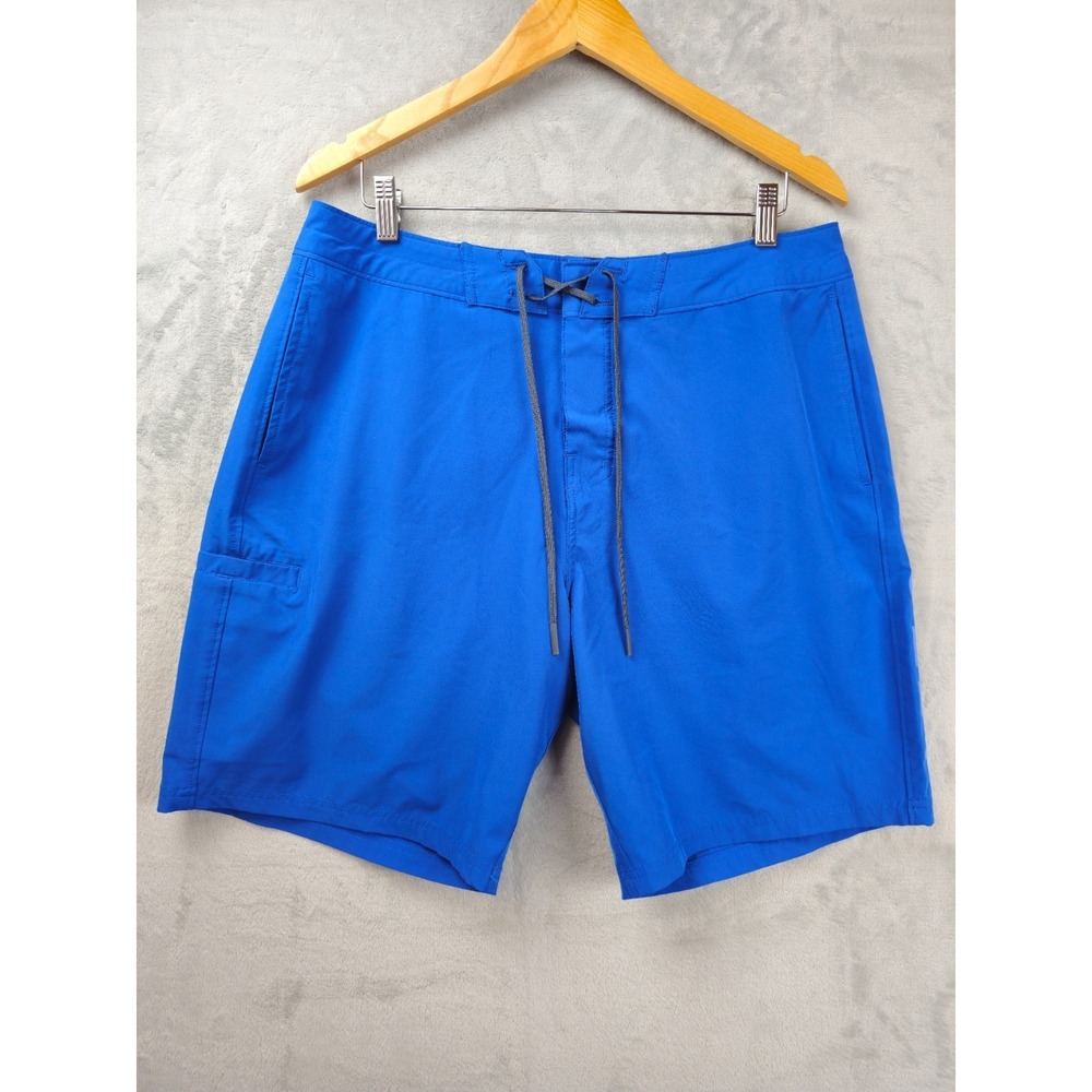 Aftco Swim Trunks Board Shorts Men's 34x8.5 Blue Solid Unlined Stretch